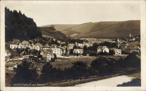 Postcard Bad Herrenalb in the Black Forest, view of the town from the south