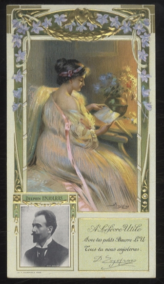 Merchant picture advertising card Lefevre-Utile Lu Art Nouveau, Delphin Enjolras