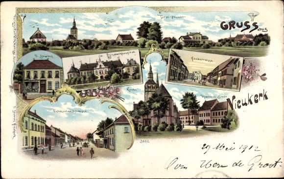 Chromo-Litho Nieukerk Kerken am Niederrhein, Kochstrasse, Elisabethhospital, O. Stewens shop