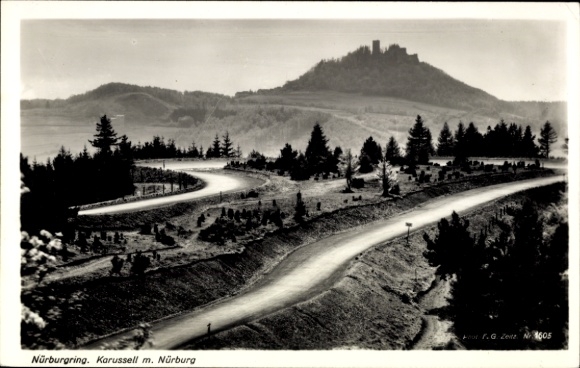 Postcard Nürburg in the Eifel, winding road, motor racing track, Nürburg