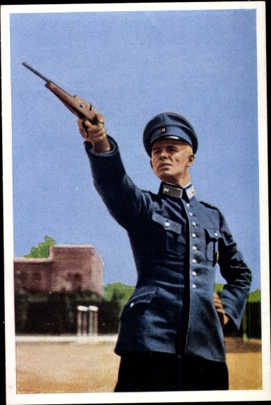 Sammelbild Olympia 1936, Oberwachtmeister Conrad Miersch, Fünfkampf, Mühlen Franck Kaffeezusatz