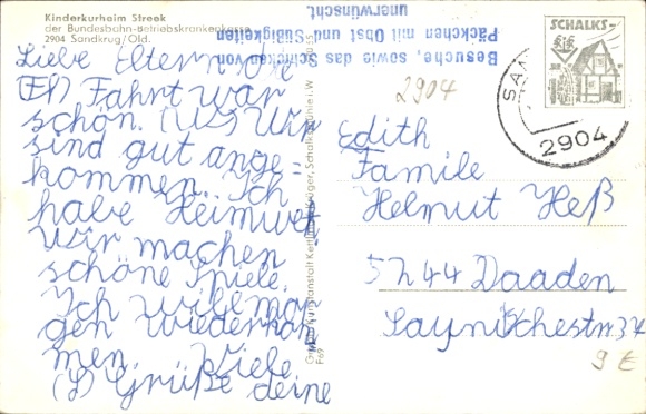 Postcard Sandkrug Hatten in Oldenburg, Streek children's spa home with children
