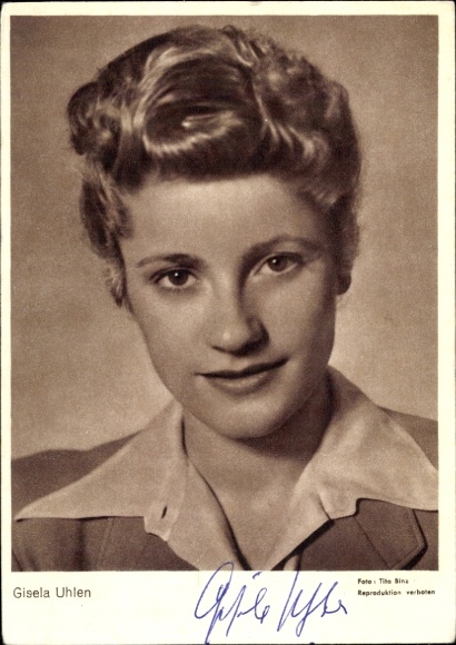 Postcard actress Gisela Uhlen, portrait, autograph