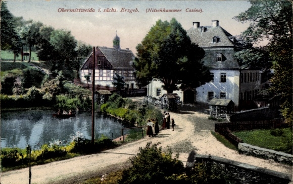 Postcard Obermittweida Raschau Markersbach in the Ore Mountains Saxony, Nitschhammer Casino