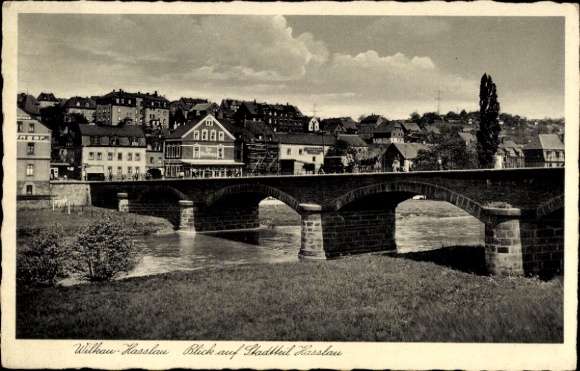 Postcard Wilkau Haßlau in Saxony, Muldenbrücke