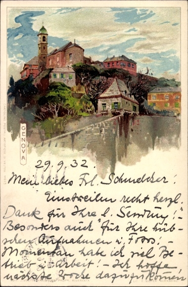 Artysta lito Wielandt, Manuel, Genua Genua Liguria, częściowy widok na miasto, dzwonnica