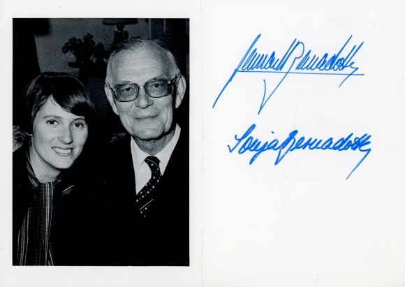 portrait Lennart Bernadotte, Sonja Bernadotte, autograph