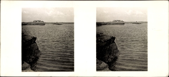 Stereofoto Hallig Langeness Noord-Friesland, zeegebied