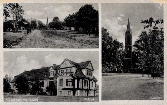 Postcard Alt Tucheband Brandenburg, Dorfstraße, Church, Castle