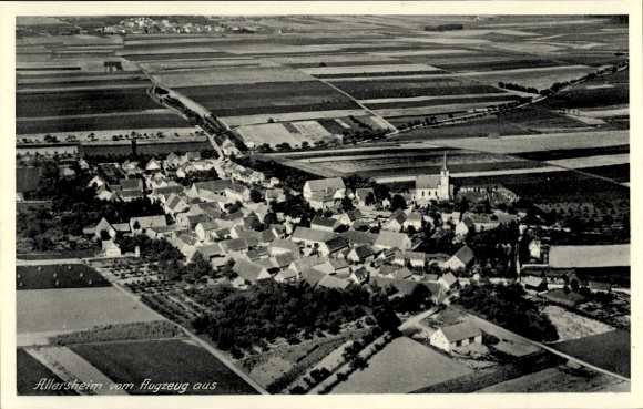 Ak Allersheim Giebelstadt in Unterfranken, Fliegeraufnahme