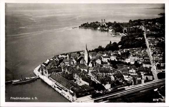 Postcard Friedrichshafen on Lake Constance, aerial photograph