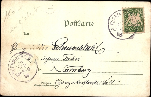 litho Fürth in Midden-Franken Beieren, oorlogsmonument, kunstfontein