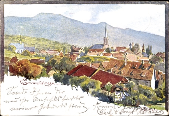 Artist Postcard Biese, C., Emmendingen im Breisgau Baden, general view