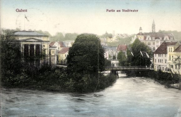 Ak Guben in Neder-Lausitz, uitzicht op het stadstheater