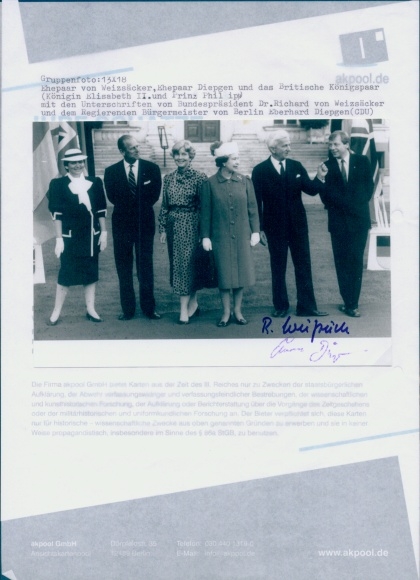 Foto Ehepaar von Weizsäcker, Ehepaar Diepgen, Britisches Königspaar, Königin Elisabeth II.