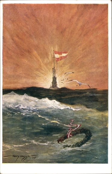 Künstler Ak Heusser, Harry, Den Helden von U 12, Österreichisches U Boot