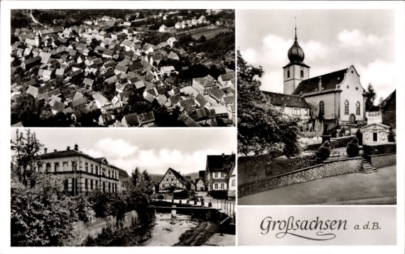 Postcard Großsachsen Hirschberg an der Bergstraße, aerial photograph