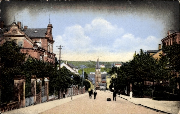 Ak Stollberg Erzgebirge, Straßenansicht, Kirche