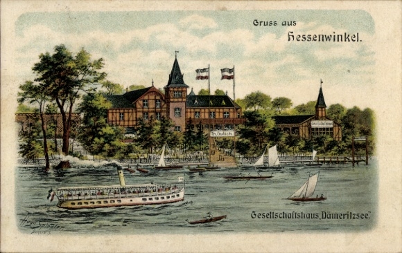 Chromo-Litho Berlin Köpenick Rahnsdorf Hessenwinkel, Gesellschaftshaus Dämeritzsee