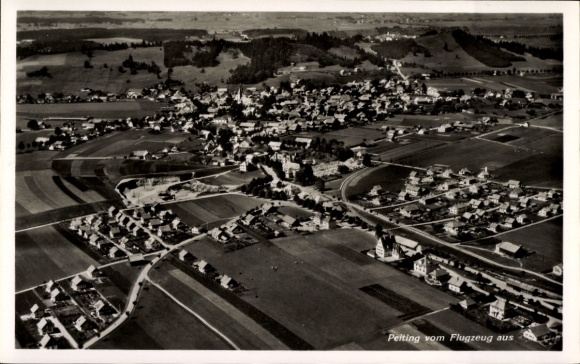 Postcard Peiting in Upper Bavaria, from the plane