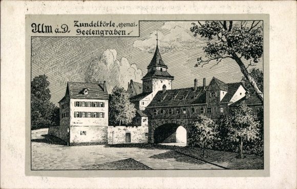 Artist Postcard Felle, Eugen, Ulm on the Danube Baden Württemberg, Zundeltörle, former Seelengraben