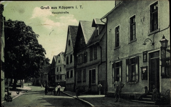 Postcard Köppern Friedrichsdorf Hochtaunuskreis, main street