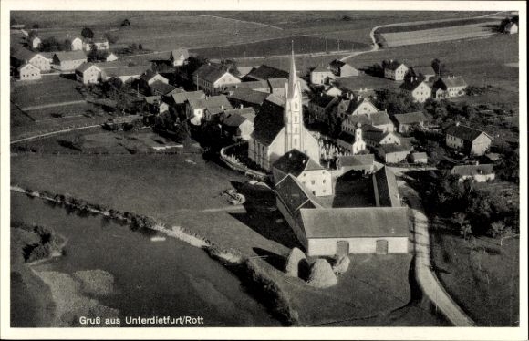 Ak Unterdietfurt Niederbayern, Fliegeraufnahme