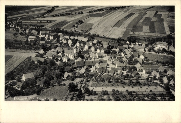 Postcard Theilheim in Lower Franconia, aerial photograph