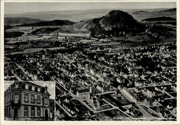 Ak Singen Hohentwiel im Kreis Konstanz, Fliegeraufnahme, Gasthaus zum Sternen, Bes. H. Martin