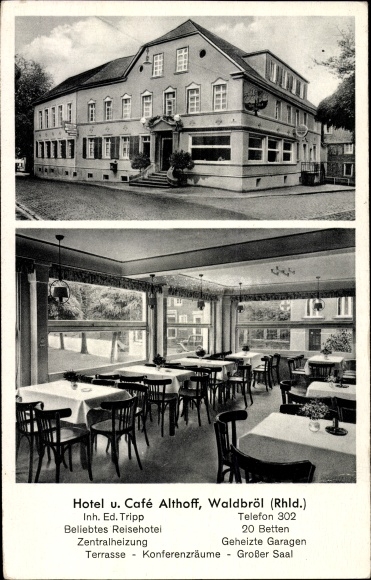 Postcard Waldbröl in Oberbergisches Land, hotel and café Althoff