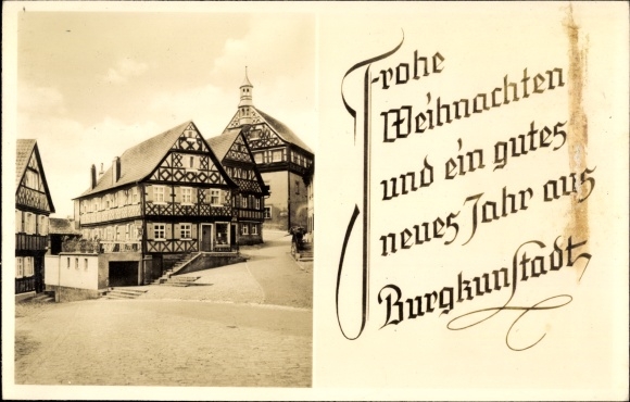 Ak Burgkunstadt am Main Oberfranken, Fachwerkhäuser, Dorfpartie, Grüße