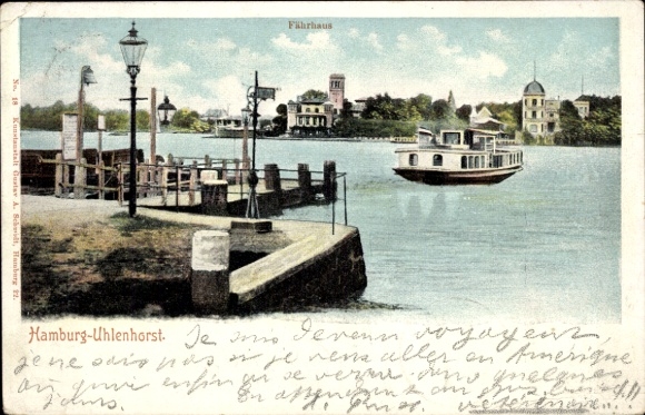 Postcard Hamburg Nord Uhlenhorst, ferry house, ferry