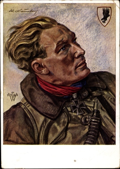 Artist Postcard Willrich, Wolfgang, Captain Werner Baumbach, Luftwaffe, WWII, VDA E 17