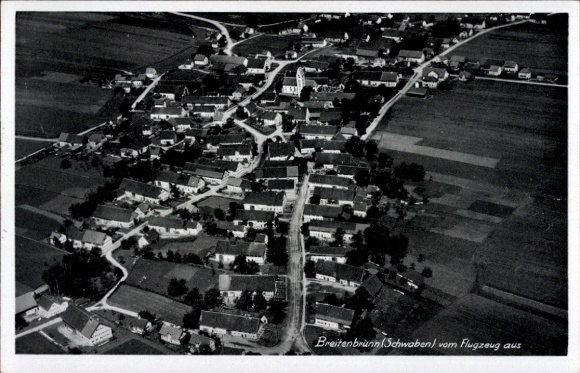 Postcard Breitenbrunn Swabia Unterallgäu, aerial photograph