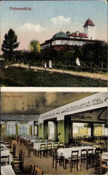 Postcard Ebersbach in Saxony Oberlausitz, Restaurant Felsenmühle, interior view