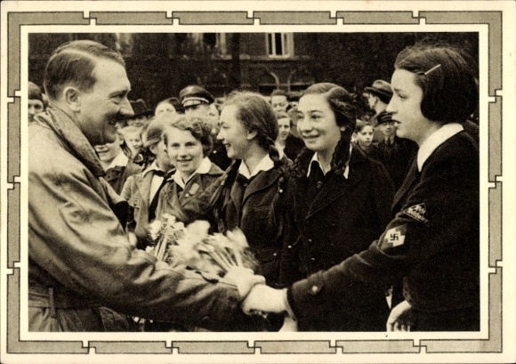 Postal stationery Postcard Führer and Reich Chancellor Adolf Hitler, well-wishers, BDM