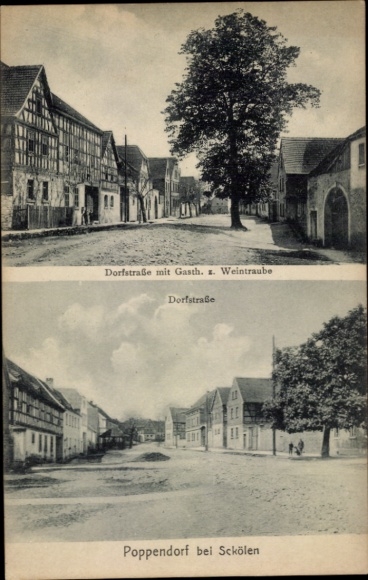 Ak Poppendorf Schkölen in Thüringen, Dorfstraße, Gasthaus zur Weintraube