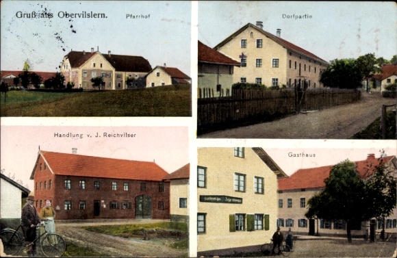 Ak Obervilslern Vilslern Velden an der Vils Lower Bavaria, Inn, Shop, Rectory