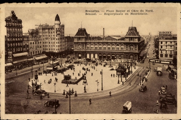 Postcard Bruxelles Brussels, Government Square, Train Station