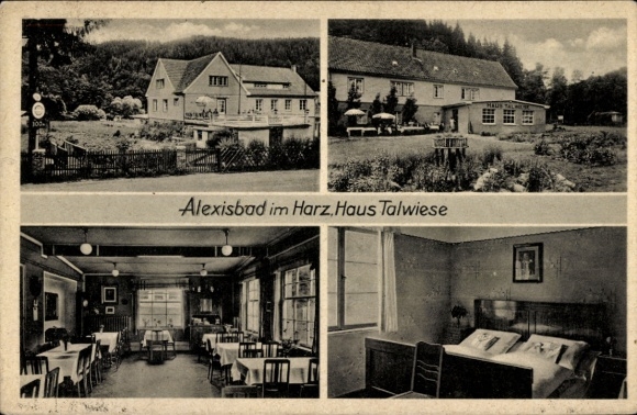 Ak Alexisbad Harzgerode am Harz, vier Ansichten von Haus Talwiese