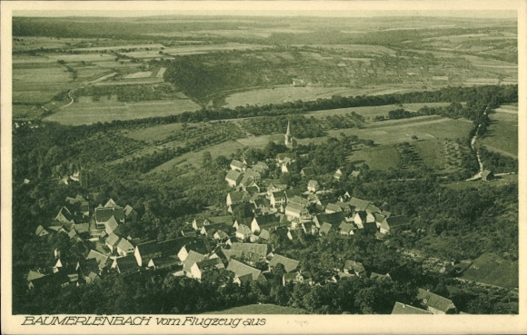 Ak Baumerlenbach Öhringen in de wijk Hohenlohe in Württemberg, luchtfoto