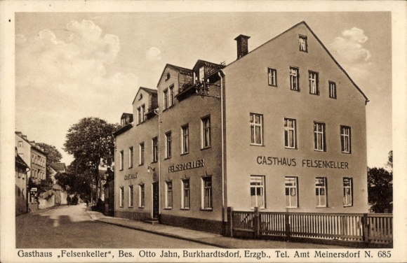 Ak Meinersdorf Burkhardtsdorf im Erzgebirge, Gasthaus Felsenkeller