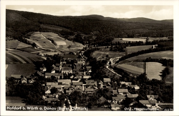 Ak Hofdorf Wörth an der Donau Oberpfalz Bayern, Fliegeraufnahme