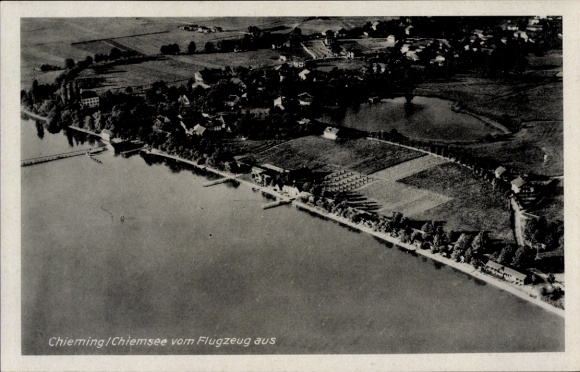 Postcard Chieming am Chiemsee Upper Bavaria, aerial photograph