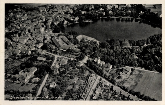 Postcard Bad Salzungen in Thuringia, aerial photograph