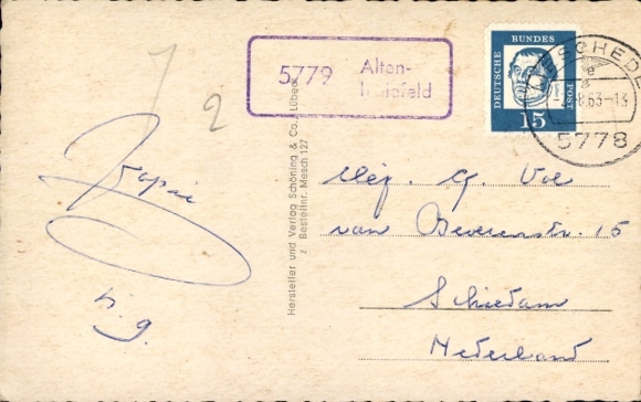 Ak Landpoststempel 5779 Alten-...feld