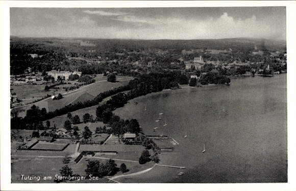 Postcard Tutzing on Lake Starnberg, Upper Bavaria, aerial photograph