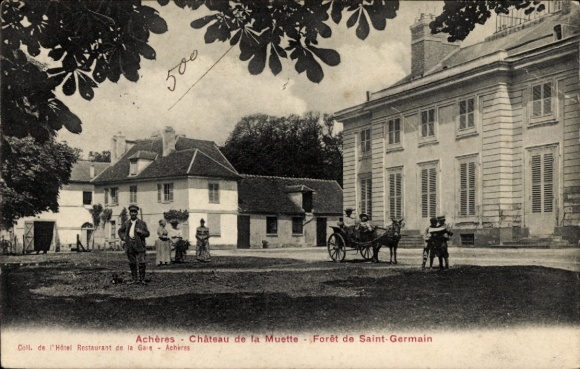 Postcard Acheres Yvelines, Château de la Muette, Forêt de Saint-Germain, Restaurant de la Gare