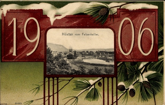 KP passe-partout Höxter nad Wezerą, widok z Felsenkeller, Szczęśliwego Nowego Roku, rok 1906