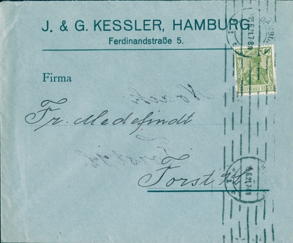 Briefumschlag J. & G. Kessler, Ferdinandstraße 5, Hamburg